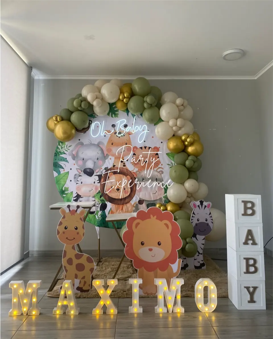 Baby shower safari con letras LED Máximo